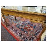 A DREXEL HERITAGE CHINOISERIE WRITING DESK WITH GLASS PROTECTOR.