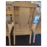 A set of 4 Vintage Bernhardt Chinoiserie Cane Back Dining Chairs.