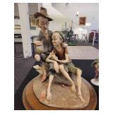 Vintage Giuseppe Armani Capodimonte Figurine. Men on Beach Rock with Wine & Pipe.