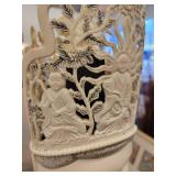 A Bone Carved Buddha Statue with Stand.