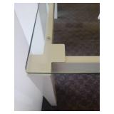 Counter Height Glass Topped Table with Aluminum Legs by Johnston Casuals.