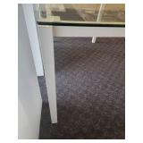 Counter Height Glass Topped Table with Aluminum Legs by Johnston Casuals.