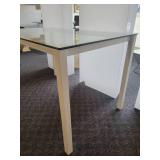 Counter Height Glass Topped Table with Aluminum Legs by Johnston Casuals.
