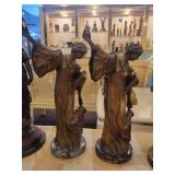 A group of 4 Bronze/Metal Statues of Maidens/Ladies.