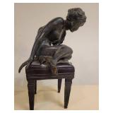 2 Metal/Bronze Statues of Girls/Young Ladies.