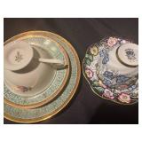 A set of 9 China Cups & Saucers, some with underplates.