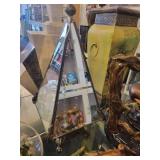 A table full of Decor / Collectible Items. Painted Ostrich Egg, Oriental T-Pots, Vases, Decor etc.