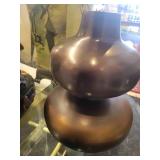 A table full of Decor / Collectible Items. Painted Ostrich Egg, Oriental T-Pots, Vases, Decor etc.