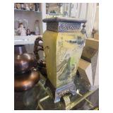 A table full of Decor / Collectible Items. Painted Ostrich Egg, Oriental T-Pots, Vases, Decor etc.