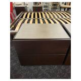 A pair of 2 Drawer Modern Nightstands.