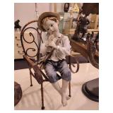 A group of items for sale: Large Brass Crane Bird, Cast Iron Dog, Decorative Box etc.