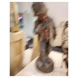 A group of items for sale: Large Brass Crane Bird, Cast Iron Dog, Decorative Box etc.