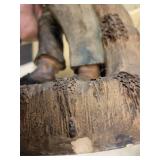 A group of items for sale: Large Brass Crane Bird, Cast Iron Dog, Decorative Box etc.