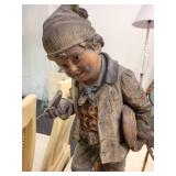 A group of items for sale: Large Brass Crane Bird, Cast Iron Dog, Decorative Box etc.