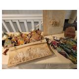 A collection of Asian themed  Items: Puppets, Photo Albums and Decor items.