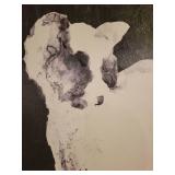 A Black & White Dog Artwork Painting.