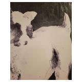 A Black & White Dog Artwork Painting.