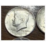 4 - 1964 Kennedy Half Dollars