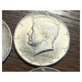 4 - 1964 Kennedy Half Dollars