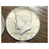 4 - 1964 Kennedy Half Dollars