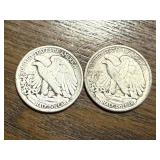 2 - 1943 Walking Liberty Half Dollars