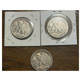 3 -  Walking Liberty Half Dollars