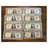 8 - One Dollar Silver Certificates