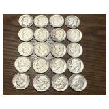 20 Silver Roosevelt Dimes