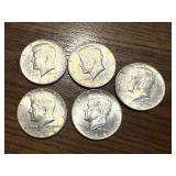 5 - 1965 Kennedy Half Dollars (40% Silver)