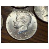 5 - 1965 Kennedy Half Dollars (40% Silver)