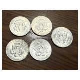 5 - 1965 Kennedy Half Dollars (40% Silver)