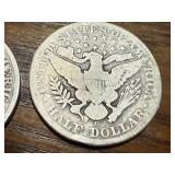 2 - 1908 Barber Half Dollars