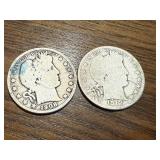 1908 & 1912 Barber Half Dollars