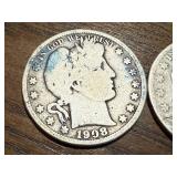 1908 & 1912 Barber Half Dollars