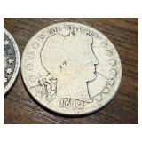 1908 & 1912 Barber Half Dollars