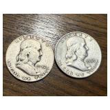 1952 & 1959 Franklin Half Dollars