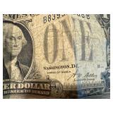 1928 A Silver Certificate, 1971 Ike Dollar & 4 Susan B Dollar Coins