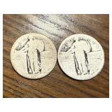 2 Standing Liberty Silver Quarters