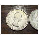 2 Silver Canadian Quarters & 1 Silver Canadian Dime