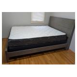 ML - Queen Bed Frame with Headboard and Footboard, Gray Finish