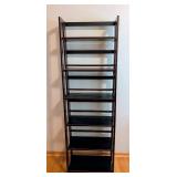 ML - Black 7-Shelf Bookcase with Red Trim