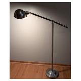 ML - Adjustable Brushed Metal Floor Lamp with Wood Accent