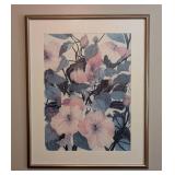 ML - Framed Floral Art Print with Pink and Blue Flowers