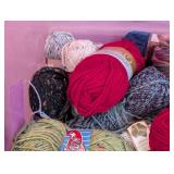 ML - Assorted Yarn and Knitting Needle Collection in Storage Bin