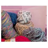 ML - Assorted Yarn and Knitting Needle Collection in Storage Bin