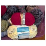 ML - Assorted Yarn and Knitting Needle Collection in Storage Bin