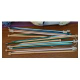 ML - Assorted Yarn and Knitting Needle Collection in Storage Bin