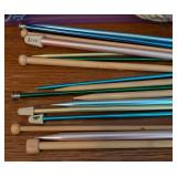 ML - Assorted Yarn and Knitting Needle Collection in Storage Bin