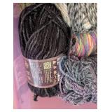 ML - Assorted Yarn and Knitting Needle Collection in Storage Bin