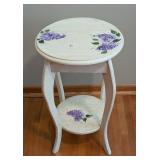 BR - Painted Accent Table with Floral Design, 24 Inch Height